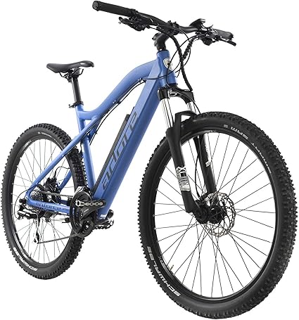 adore alu e mtb 27 5 enforce e bike blau 250 watt li ion 36v 14 ah 504 wh 24 gange amazon de sport freizeit