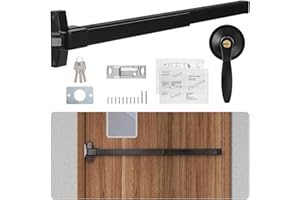BEAMNOVA 41 in Door Panic Bar Exit Device Commercial Push Exterior Lever Lock Key Set Gate Roller Strike Plate End Cap Metal Universal Emergency Hardware, for 41-53 Inch Wide Door