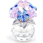 YWHL Colorful Crystal Forget Me Not Flower Gifts for Women, Crystal Glass Figurines Home Decor, Handmade Collectible Figurine Ornaments for Tabletop Centerpieces