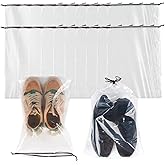 100 Pcs transparent Shoe Bags for Travel,11.8“ x 15.7”,Drawstring Travel Shoe Bags for Packing,Waterproof Dustproof Portable Travel Shoe Storage Bag for Men and Womens Per Piece