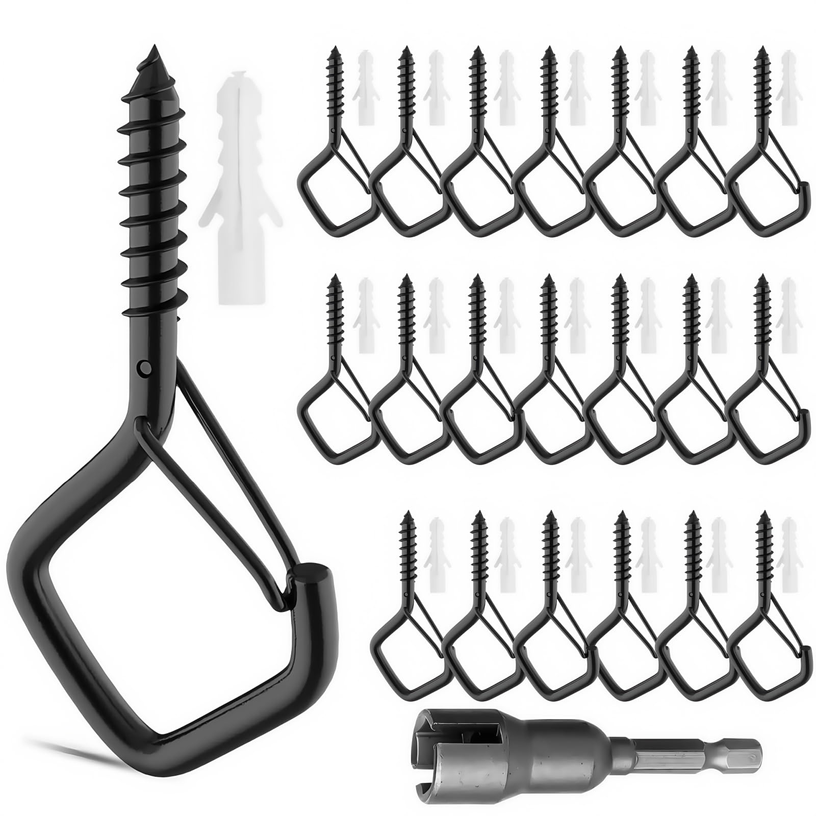 Wasserquelle 20 Pcs Metal Ceiling Hooks Screw in Hooks for Hanging Plants, Cups,Fairy Lights, Birdcages, Christmas Decor, Wind Chimes for Indoor Outdoor Use