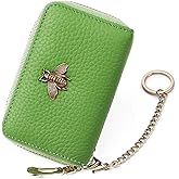 imeetu RFID Credit Card Holder, Small Leather Zipper Card Case Wallet for Women