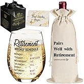 Retirement Gifts for Women Men 2026 - Retirement Weekly Schedule Wine Glass Funny Birthday Gifts for Retired Friends Teacher Coworkers Nurses Friends, Coworkers Farewell Leaving Going Away Gift
