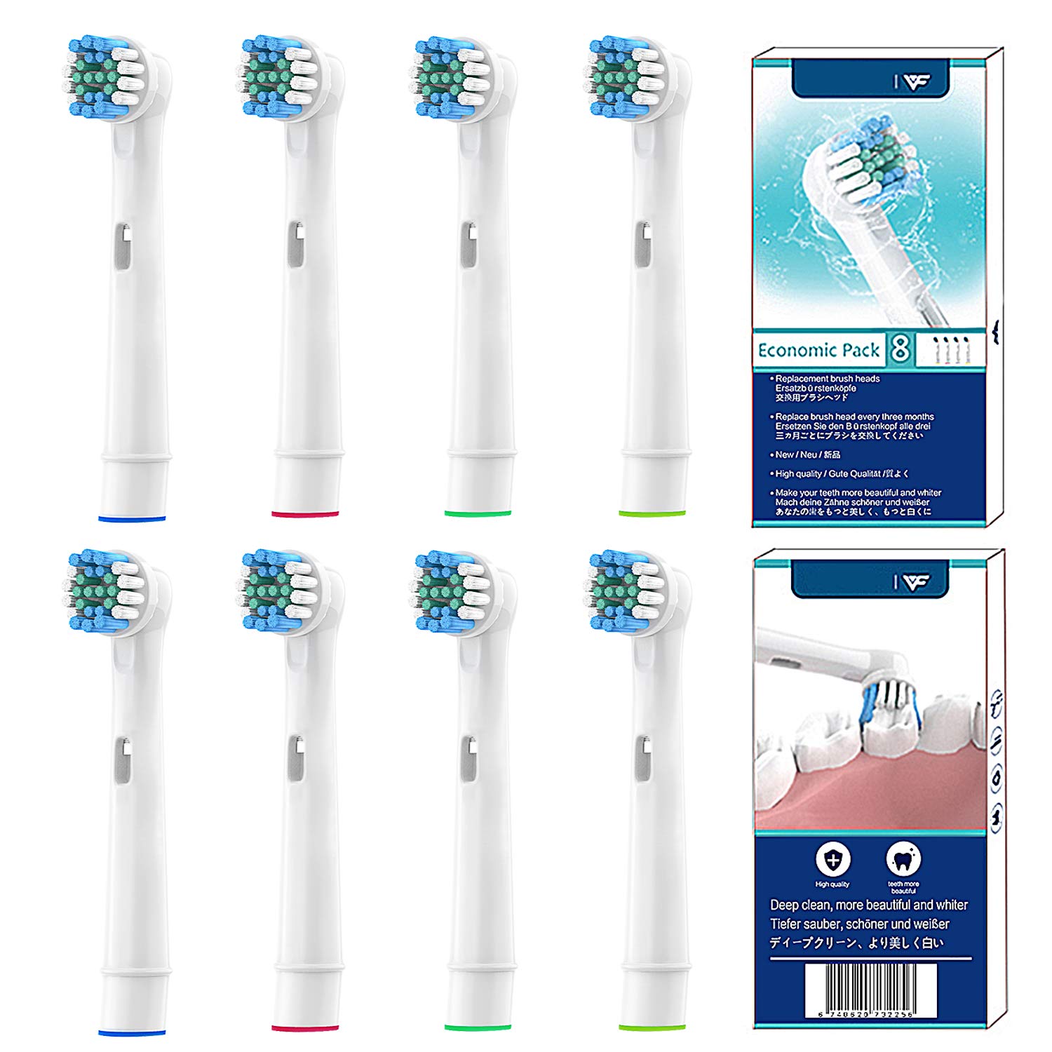 YanBan 8 pcs Replacement Brush Heads for Oral B, Refills Toothbrush Heads for Oral-B Electric Toothbrush, Soft Bristles Gentle Deep Cleaning to Remove Stains, with Package