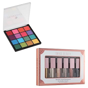 Swiss Beauty Glitter Liquid Eyeshadow Combo And Hilary Rhoda Eyeshadow Palette