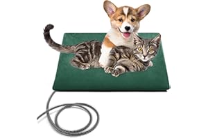 PETNF Outdoor Pet Heating Pad for Cats & Dogs, 100.4-107.6°F Auto Temp Control, Waterproof Fireproof, for Cat House/Dog Kennel/Terrace, Fits Domestic & Stray Pets (Green 15.7"X19.7")