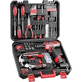 PULITUO 149-Piece Home Drill Set with Red 12V Cordless Drill, Hand Tools &amp; Tool Box, Tool Kit for Women &amp; Men and DIY Enthusiasts, for Home Improvement