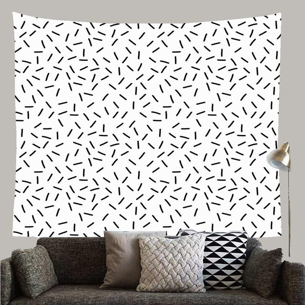Huayuanhurug Pattern Black White Chaotic Dash Graphic Tribal Grunge Geometric Abstract Geo Dark Geometry Style Tapestry Wall Hanging Living Room Wall Decor for Room 51.2"x59.1"