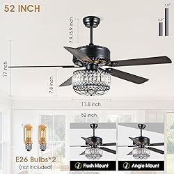 Kviflon Chandelier Ceiling Fans with Lights - 52