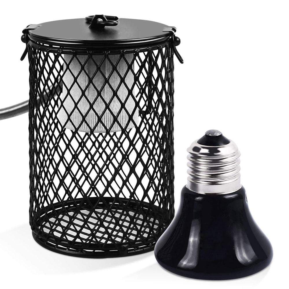 TEEPAO Reptile Heat Bulb with Guard Infrared Heating Lamp Ceramic