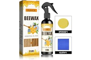 BAICAI Natural Micro-Molecularized Beeswax Spray, Beeswax Spray Furniture Polish, Furniture Care, Used for Floor Table Chair Cabinet Home Furniture to Shine and Protect (120ml+Sponge+Cloth)
