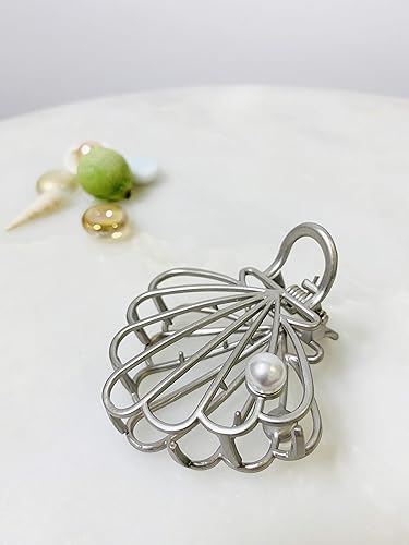 Amazon Com Seashell Hair Clip Silver Pearl Hair Clip Minimalist