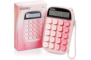 VEWINGL Mechanical Switch Calculator,Pink Calculator Cute 10 Digit Large LCD Display and Buttons,Calculator with Large LCD Display Great for Everyday Life and Basic Office Work