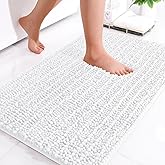 OLANLY Luxury Chenille Bath Mat, Extra Soft Thick Absorbent Shaggy Bathroom mat, Non-Slip Machine Wash Dry Plush Bath Mats fo
