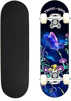 Amazon スケートボード こども用 初心者 子供のスケートボード 60cm 23inchコンプリート Miniクルーザー スケートボード 男の子と女の子への最高の贈り物 色 Butterfly Elf Mantis World スケートボード本体