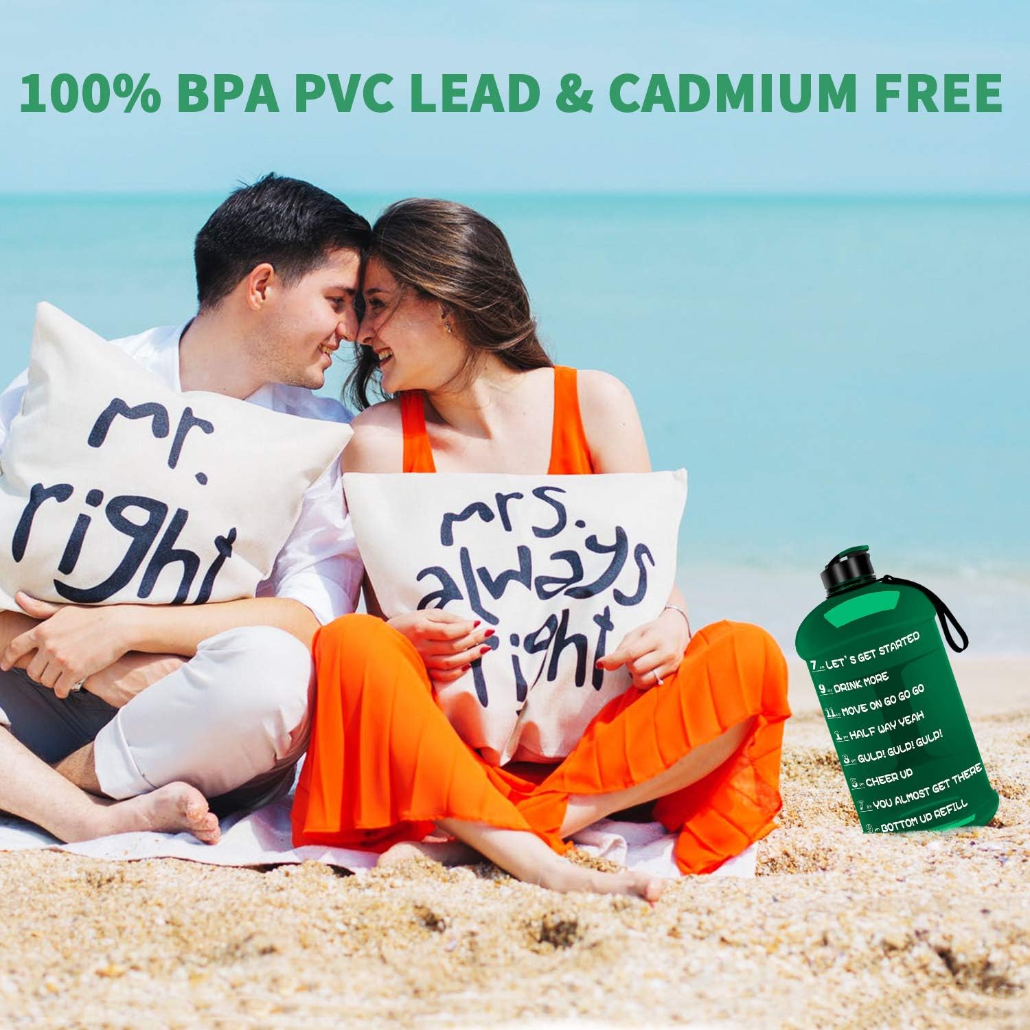 TOOFEEL Dishwasher Safe 2.2L Big Reusable Sports Water Bottle 75oz Half Gallon Water Jug with Mitivational Time Marker Container Large Capacity Canteen BPA Free Leak-Proof for Gym Fitness Athletic