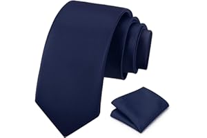 PenSee Men's Tie Set Solid Pure Color 3.15" (8CM) Classic Formal Plain Necktie and Pocket Square Set For Men