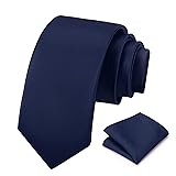 Men's Navy Blue Tie Set Solid Pure Color