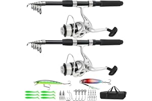 MNCIRISETOU Fishing Pole Combo, 6.9ft 2Pcs Telescopic Rods Set, Collapsible Carbon Fiber Fishing Rods, 2PCS Spinning Reel Set with Carrier Bag Freshwater Fishing Rod and Reel Combos Kits