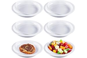 HUSHEE 6 Pcs Spill Proof Scoop Plates with Suction Base, 9.2'' High-Low Adaptive Bowls, Non Skid Self Feed Dinnerware for Elderly Disabled Handicapped from Parkinsons, Dementia, Stroke, Tremor (White)
