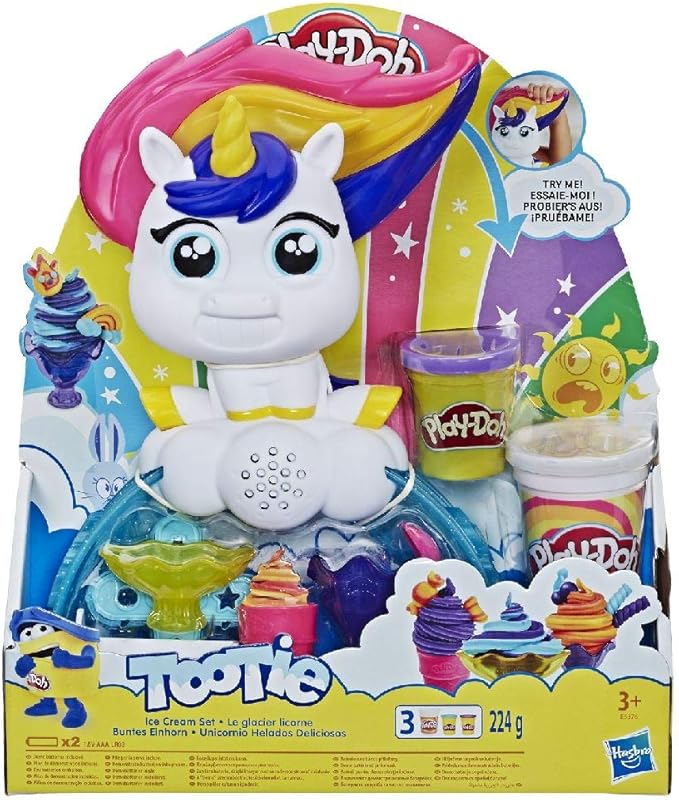 PlayDoh Tootie The Unicorn Ice Cream Set with 3 NonToxic Colors