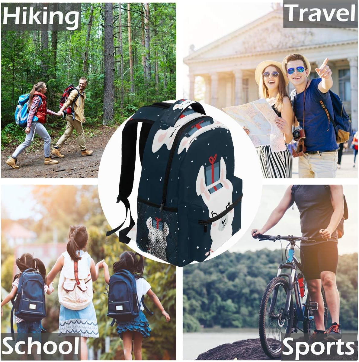 Laptop Backpack Boys Grils Christmas Cute Llama School