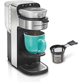 Hamilton Beach The Scoop Single Serve Coffee Maker &amp; Fast Grounds Brewer for 8-14oz. Cups, Brews in Minutes, 40oz. Removable Reservoir, Stainless Steel (49987),Silver