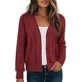 Dokotoo Women's Fall Long Sleeve Lightweight 2025 V-Neck Cardigan Button Down Twisted Cable Knit Shrugs Sweaters