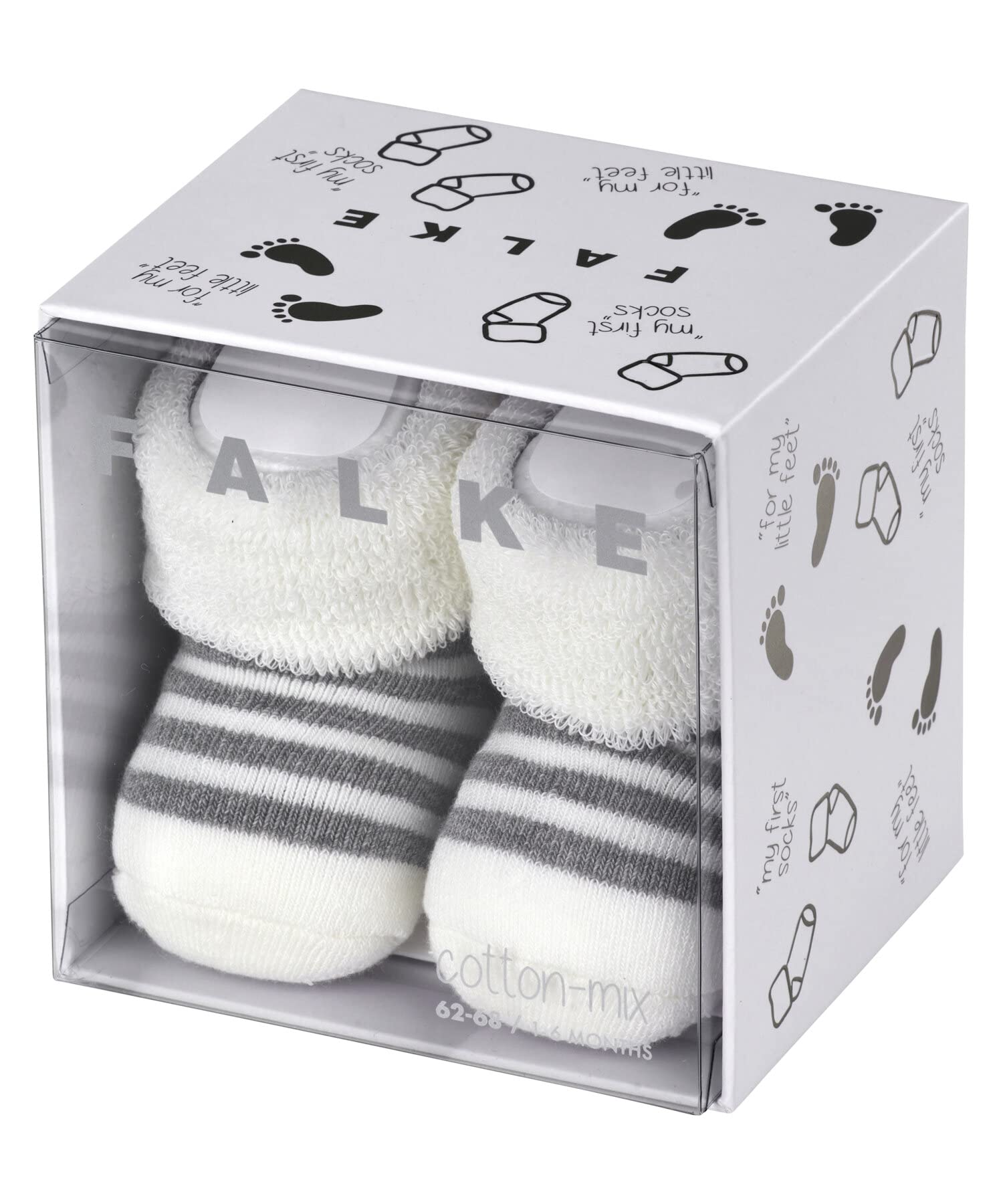 FALKE Unisex Baby Erstlingsringel B So Cotton Plain 1 Pair Socks, White Off-White 2041, 1-6 months