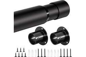 Closet Rod, 17 to 97 Inch Closet Rods for Hanging Clothes, Heavy Duty Adjustable Closet Hanging Rod, Black Metal Closet Pole 