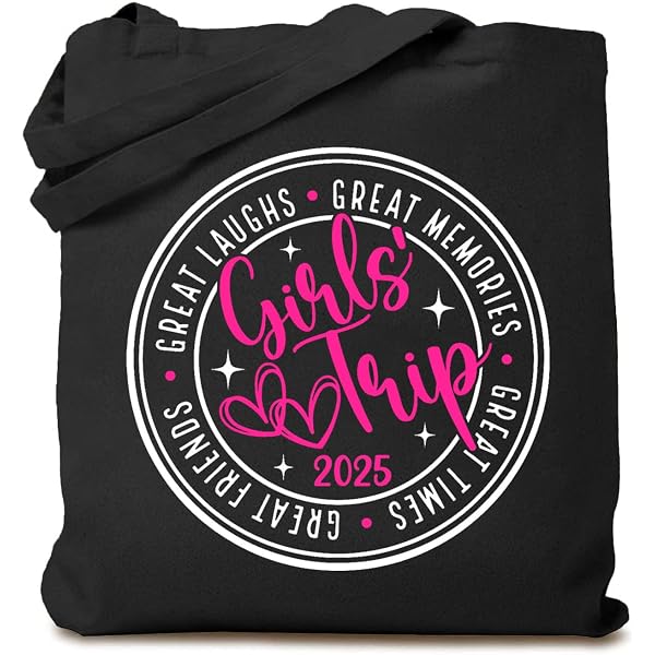 GXVUIS Canvas Tote Bag For Women - Aesthetic "Sisters Trip Cheaper Than Therapy" Large Reusable Shopping & Beach Bag