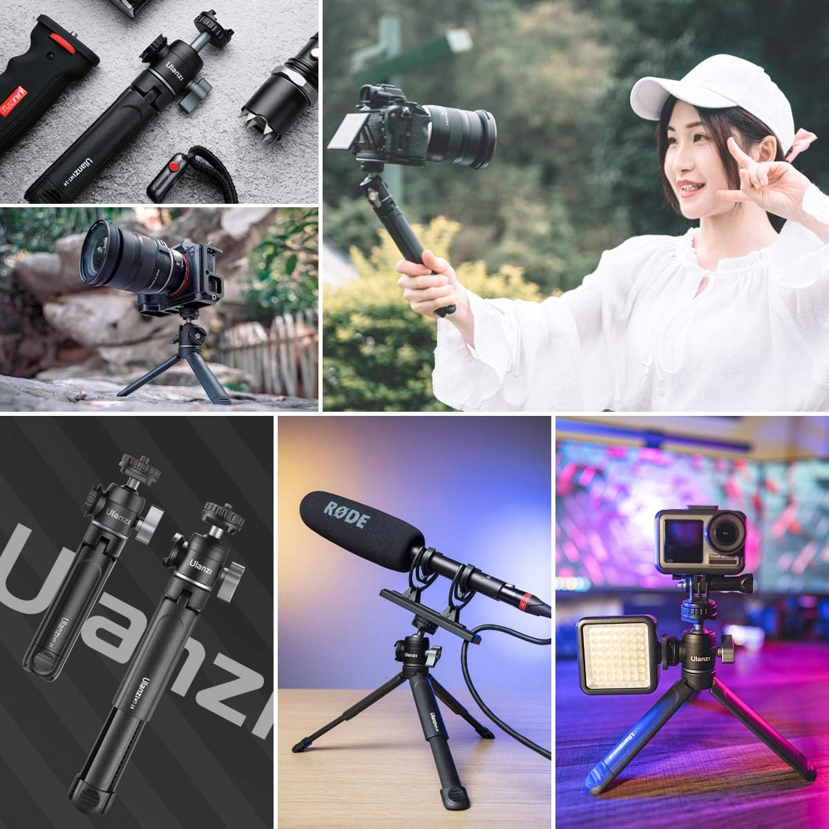 ULANZI Mini Camera Tripod with 360° Ball Head & Cold Shoe, Extendable Small Selfie Stick Tabletop Tripod Stand Handle Grip for Camera iPhone 11 Canon G7X Mark III Sony ZV-1 RX100 VII A6600 Vlogging: Camera & Photo