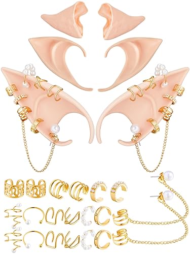 13 Pairs Elf Ears with Piercings Set for Halloween Cosplay Pairs