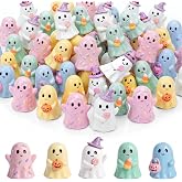 Qunclay 100 Pcs Halloween Ghosts Figurines Decor Pastel Tiny Resin Ghosts | Mini Miniature Decorations, Pastel Resin Ghost Table Decor, Halloween Home Party Favors, Table Centerpiece Decoration