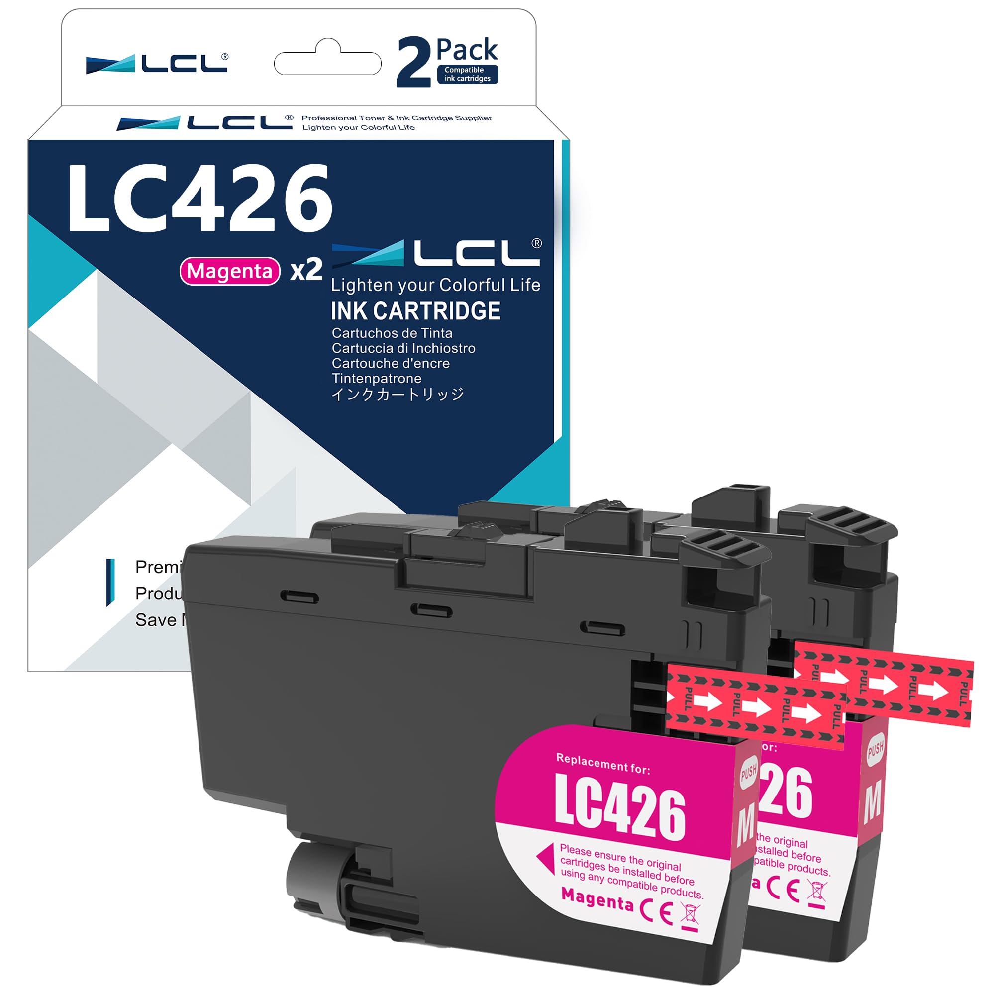 LCL LC426 Ink Cartridge Replacement for Brother LC-426 LC426 LC-426M LC426M LC426XL for MFC-J4335DW MFC-J4340DW MFC-J4535DW MFC-J4540DW MFC-J4540DWXL (2 Magenta)