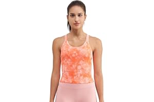 SPHINX CAT Ribbed Workout Short Racerback Tank Tops for Women with Built in Bra