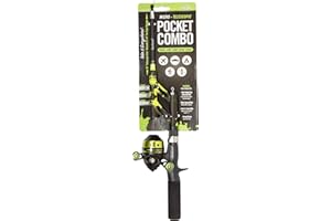 STEINHAUSER ProFISHiency Micro Series Pocket Combo | Tangle-Free Telescopic Fishing Rod and Spincast Reel | Light and Compact Fishing Rod | Green Splatter