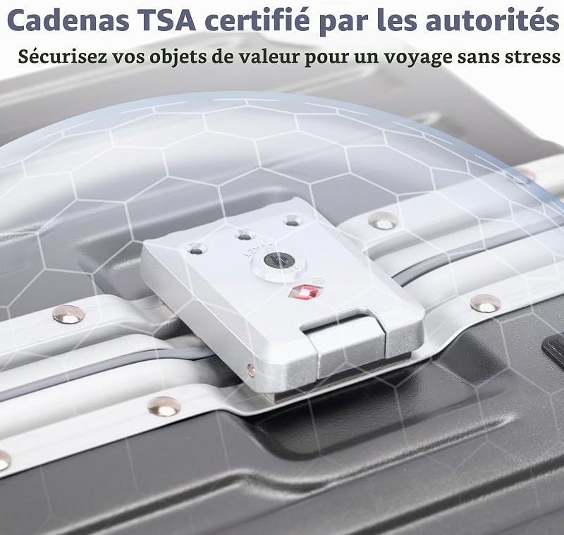 Valise Cabine Moyenne 55.5x37x22CM avec Serrure TSA Rigide Polycarbonate Valise da Voyage avec Cadre en Aluminium 37L Bagage de Voyage Luggage