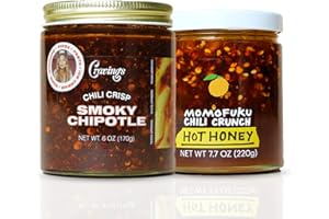 Cravings by Chrissy Teigen Chili Sauce Duo, Smoky Chipotle Chili Crisp and Momofuku Hot Honey Chili Crunch, 13.7 oz (2 Pack)