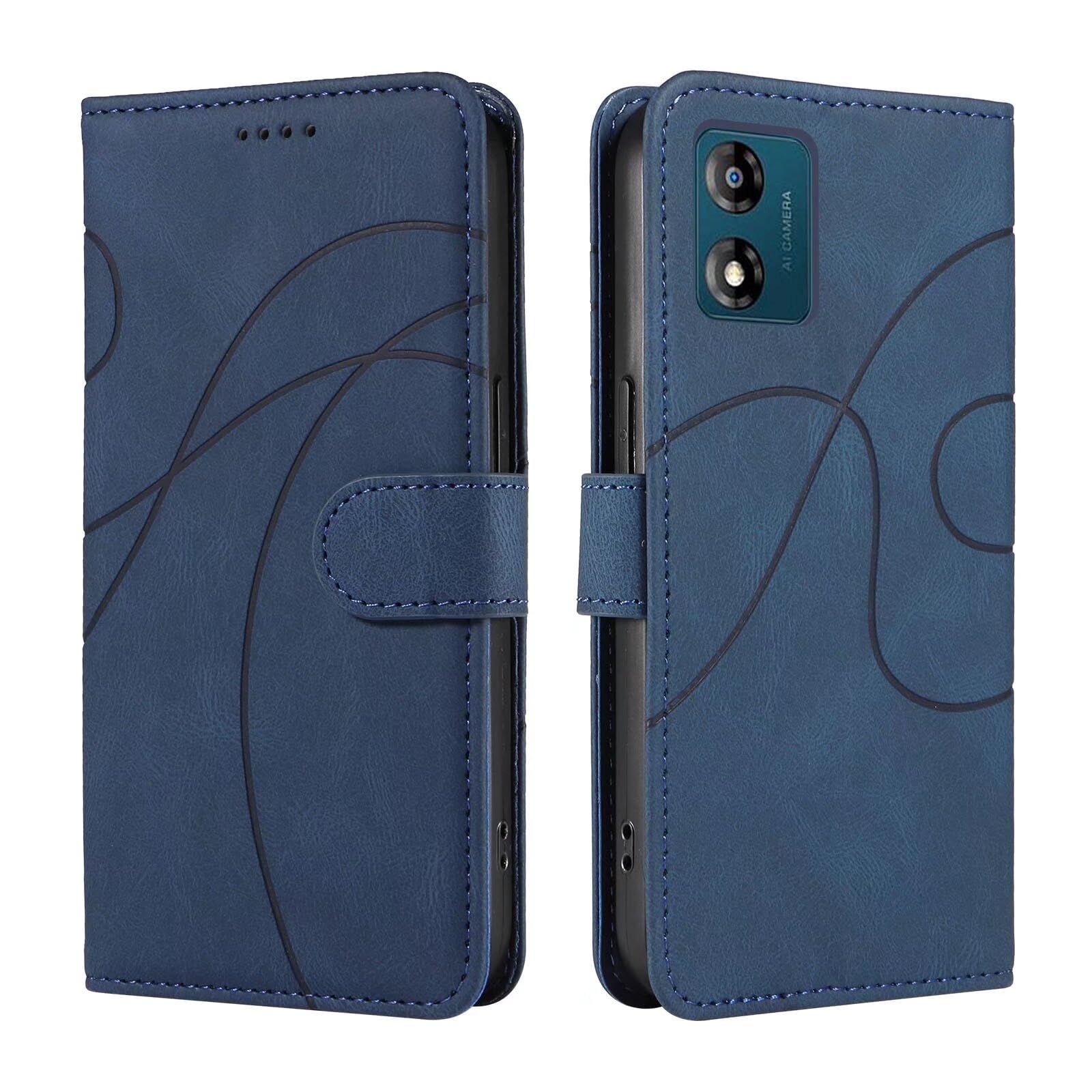 Bnvdfre for Motorola Moto E13 Case Flip Wallet Phone Cover PU Leather Shockproof Card Holder Magnetic Stand Protective Case for Motorola Moto E13, Blue