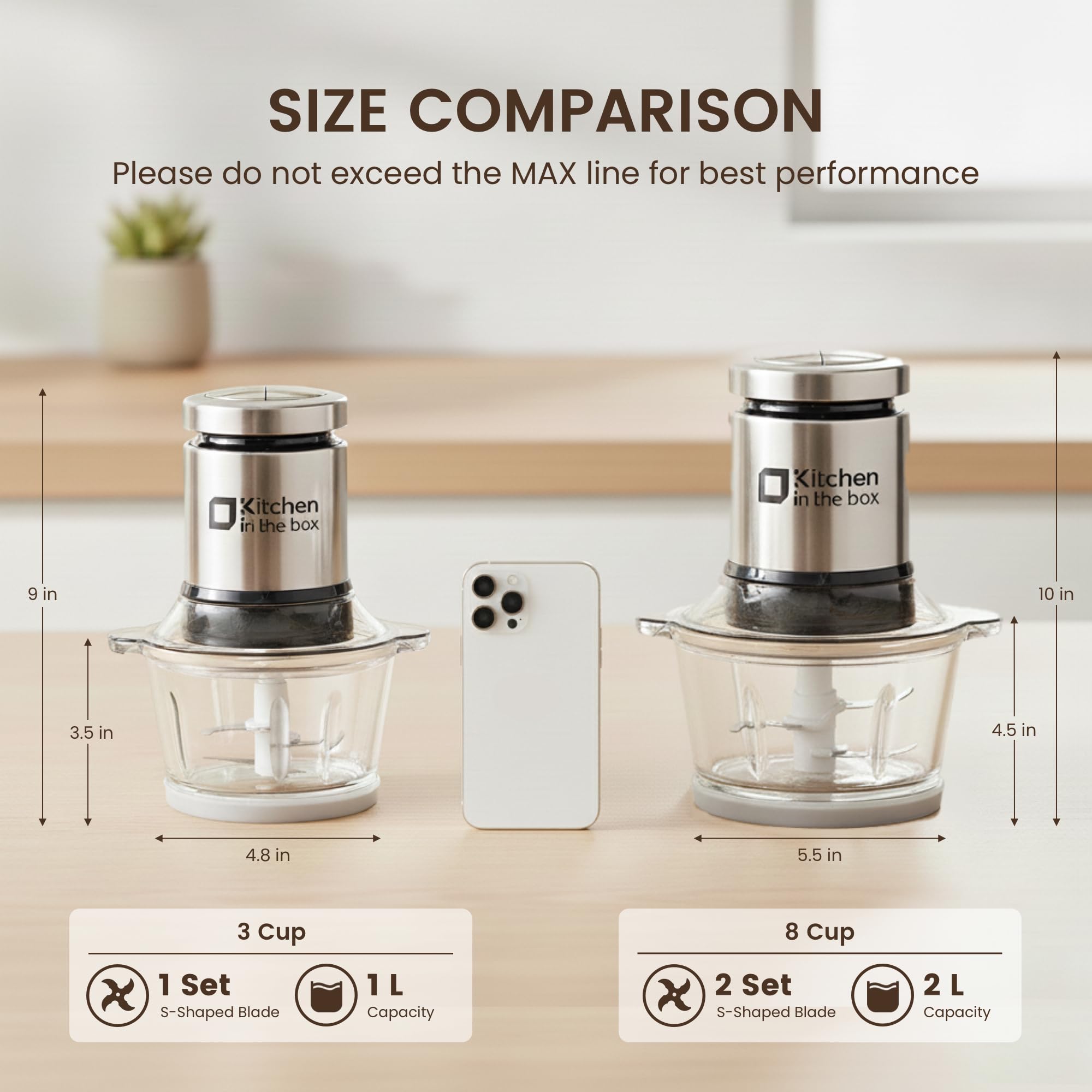 Kitchen in the box MG01 Food Processor Meat Grinder 8 Cup+8 Cup 2