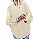 Gloria&Sarah Sweaters for Women Casual Knit Ribbed Pullover Tunic Tops Fall Winter Fashion Clothes S-3XL