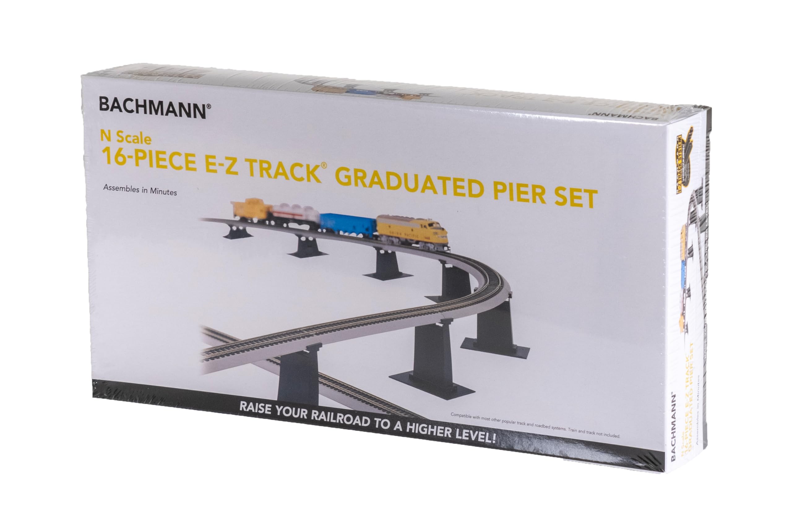 Bachmann Trains - Snap-Fit E-Z TRACK 16 PC. E-Z TRACK GRADUATED PIER SET - NICKEL SILVER Rail With Grey Roadbed - N Scale