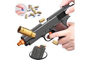UKOLA Look Real Toy Red Gun with Ejecting Soft Bullets,Pistol Toys Play EVA Foam Blaster Realistic Model Gun Soft Bullet Gift Gun with Ejection Shell Bullets Fake Gun Model Blasting (Brown)