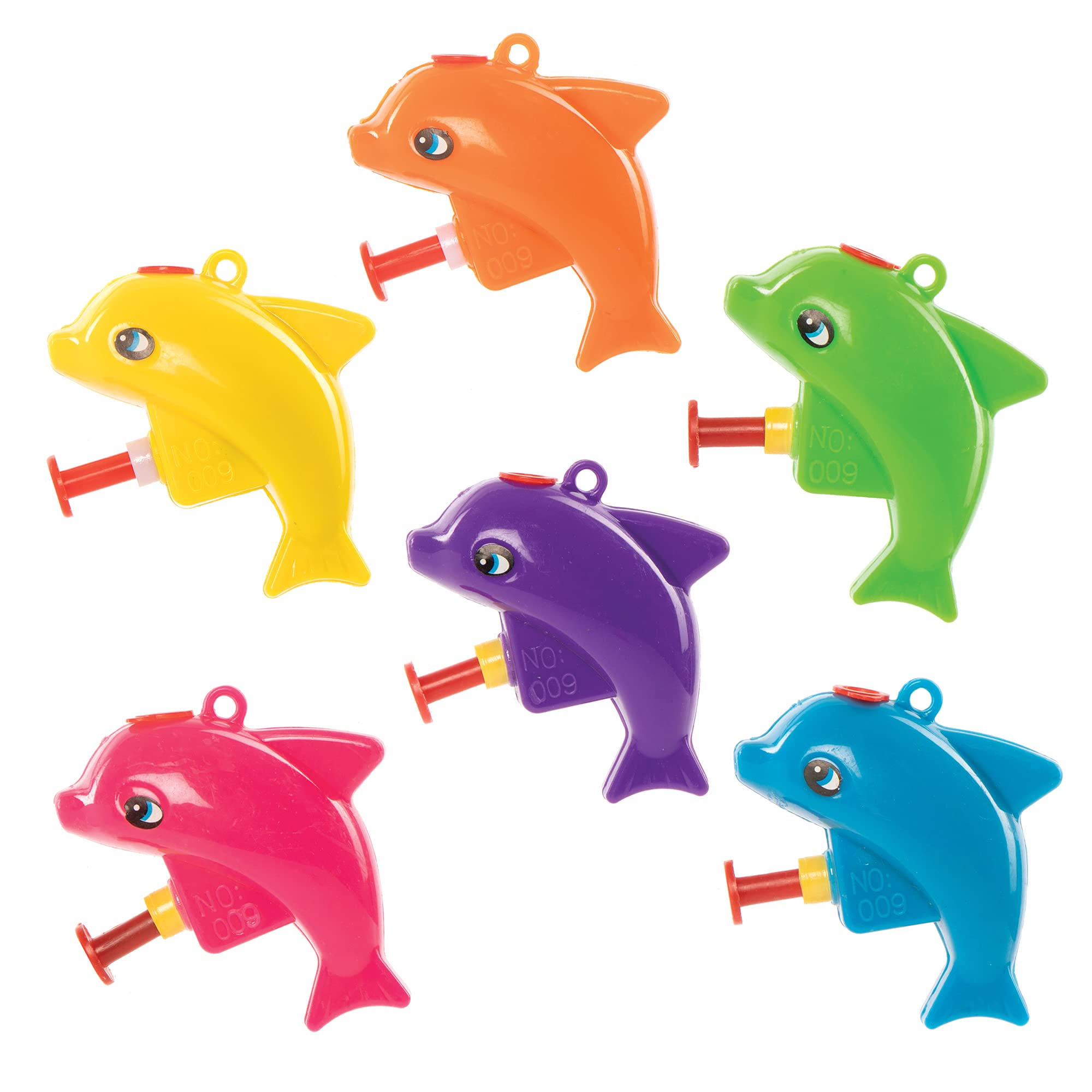 Baker Ross FE304 Dolphin Mini Water Pistols - Pack of 6, Water Pistols for Kids, Summer Toys for Children, Ideal Party Bag Fillers for Kids