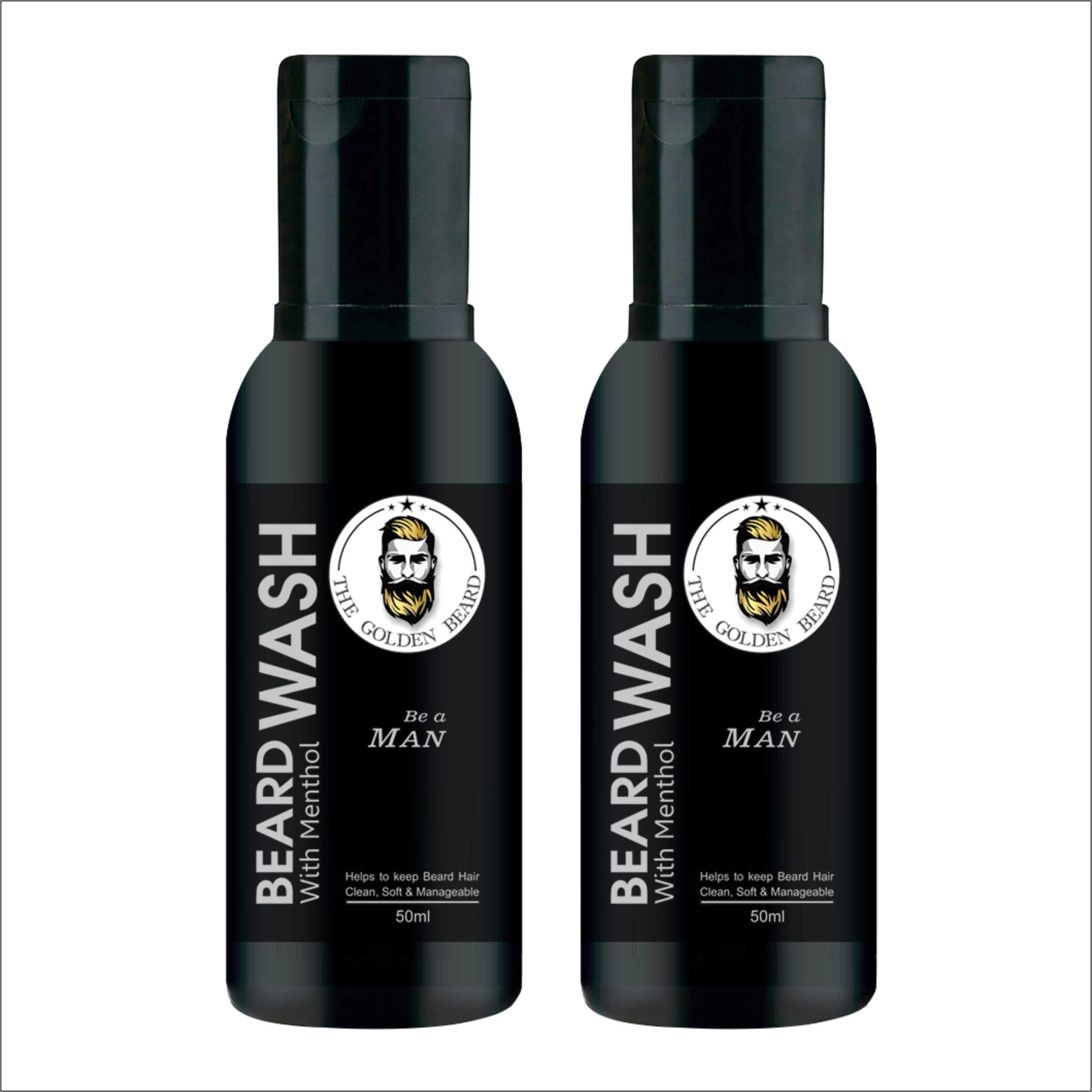 THE GOLDEN BEARD - Beard Wash (With Aloevera & Menthol) - 50ml (Set of 2)