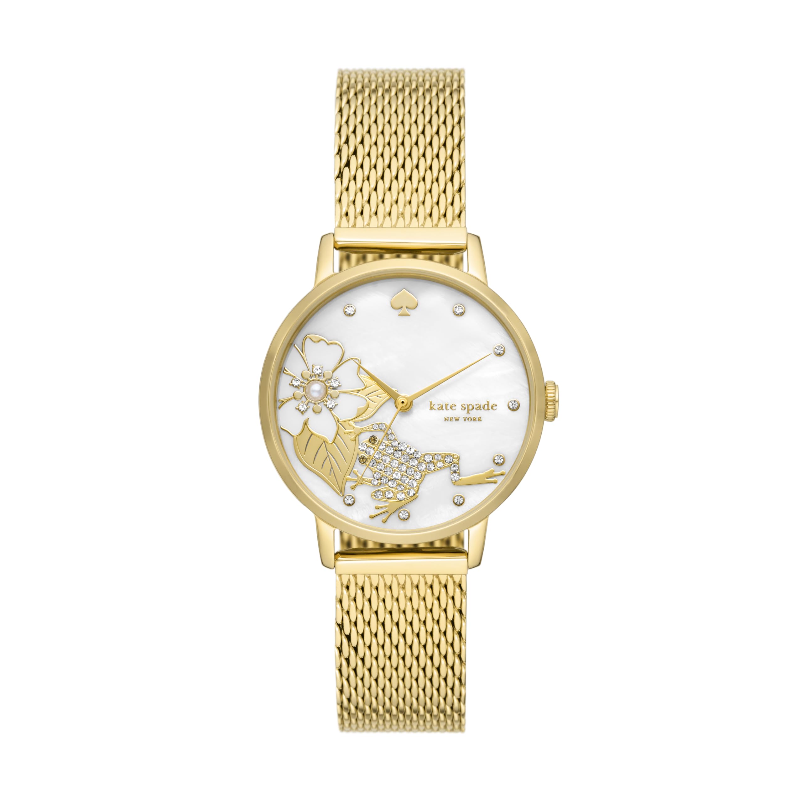 Kate Spade New York Metro Floral Gold-Tone Stainless Steel Bracelet mesh Band Watch