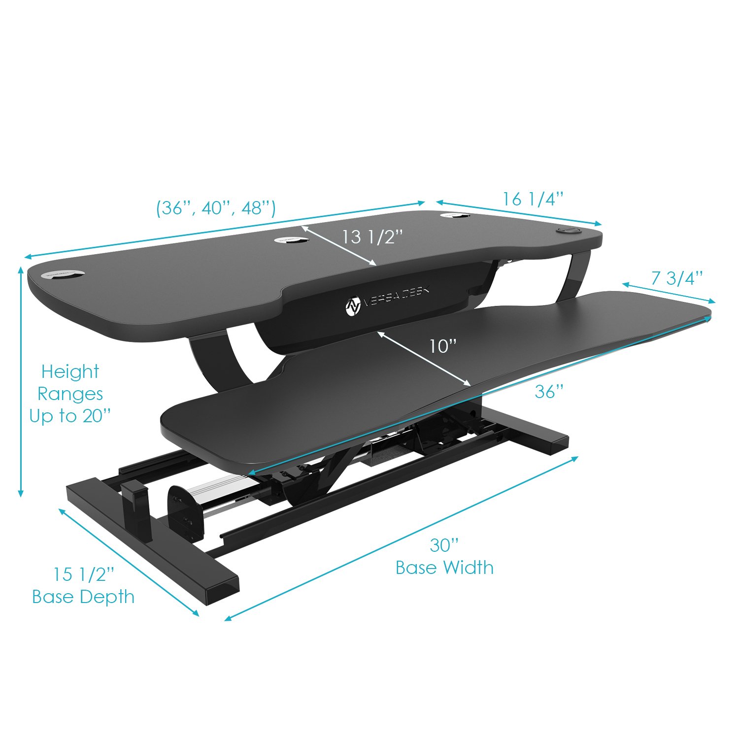 VersaDesk Power Pro 36" Electric HeightAdjustable Desk Riser Sit