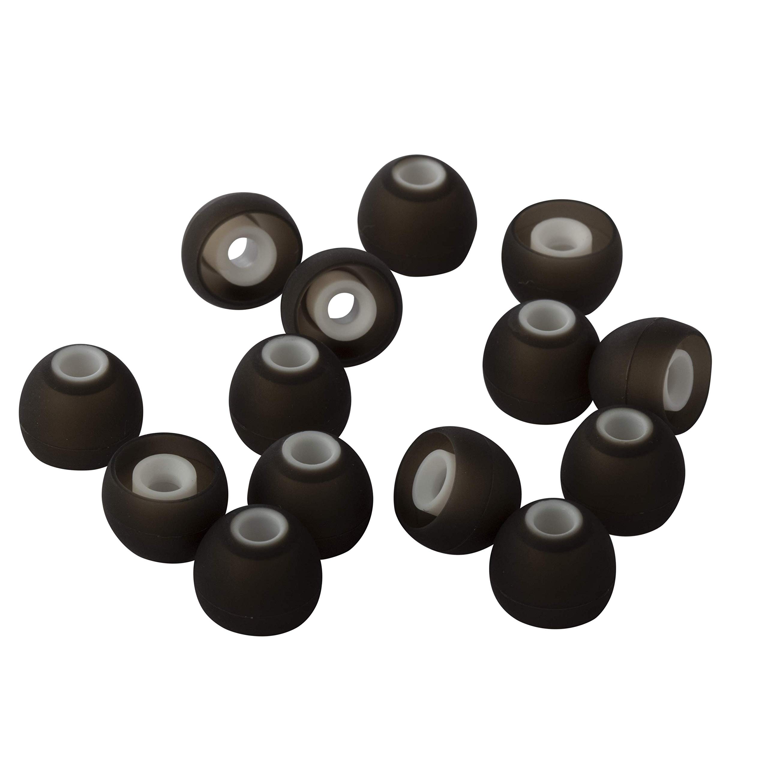 Xcessor 7 Pairs (14 Pieces) of Silicone Replacement In Ear Earphone Earbuds. Replacement Ear Tips for Popular In-Ear Headphones. (L, Black/White)