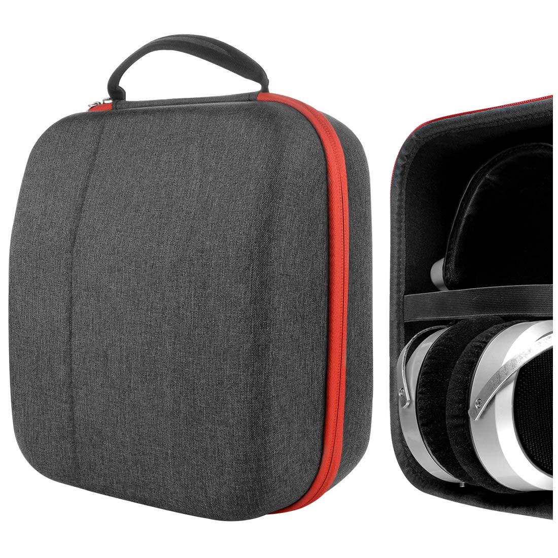 Geekria Shield Headphones Case for Large-Sized Over-Ear Headphones, Replacement Hard Shell Travel Carrying Bag, Compatible with HiFiMAN Sundara-C, Grado Headsets (Dark Grey)